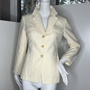 MaxMara Sz 6/40 Cream 100% Cotton Fitted Blazer Made in Italy